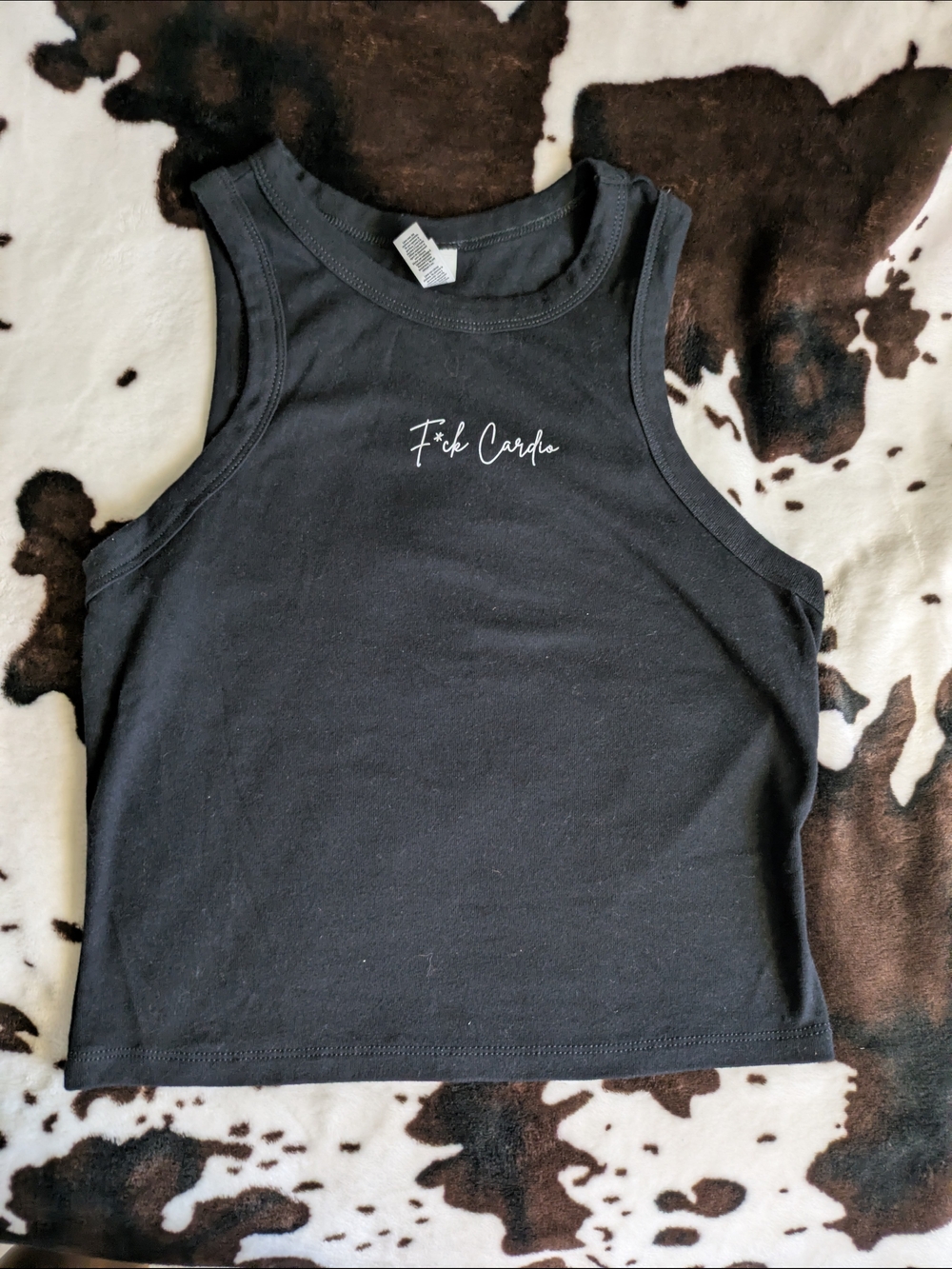 Bella Canvas Black Tank Top with White Script 'F*ck Cardio'